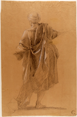 Zampa Giacomo-Figura virile con mantello e turbante, vista da tergo